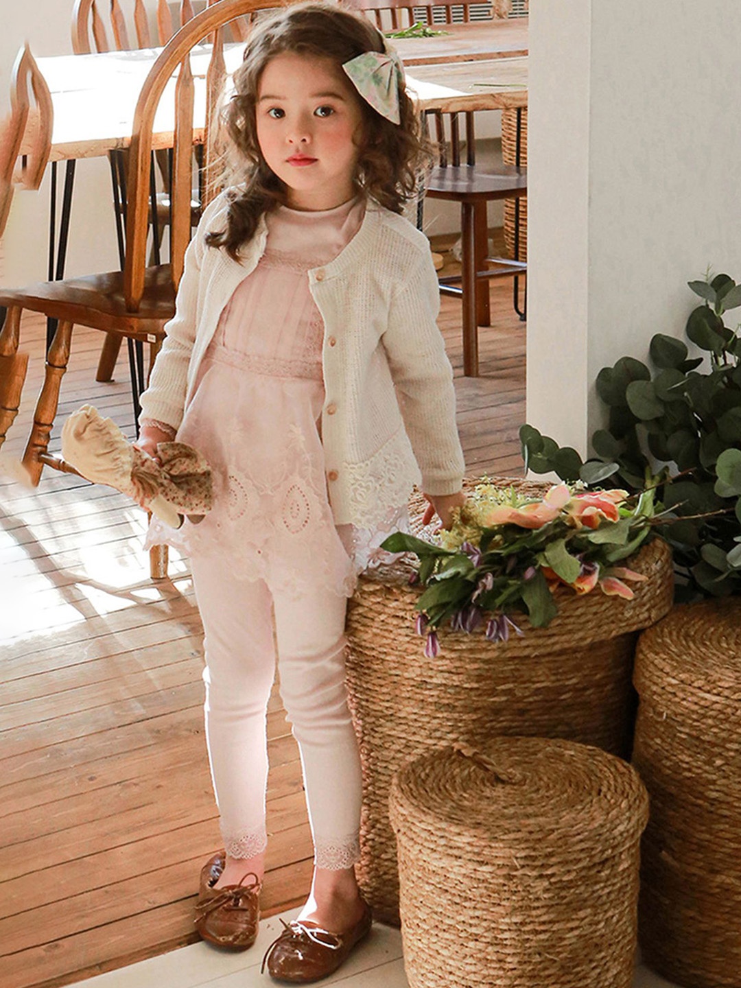 

LULU & SKY Girls Slip-On Ankle Length Leggings, Pink