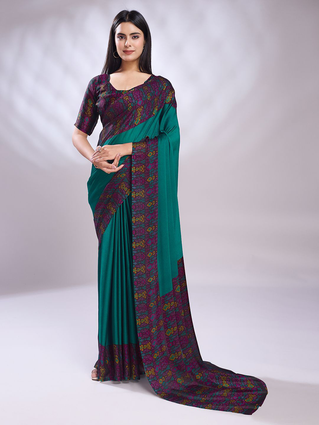 

KALINI Ethnic Motifs Pure Silk Saree, Green