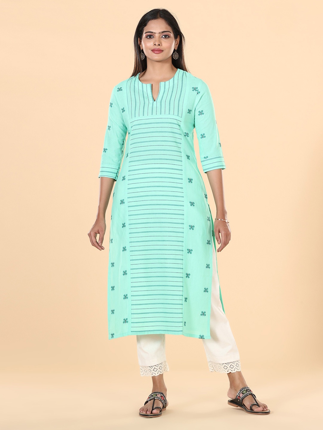 

Vismay Women Cotton Printed Kurta, Green