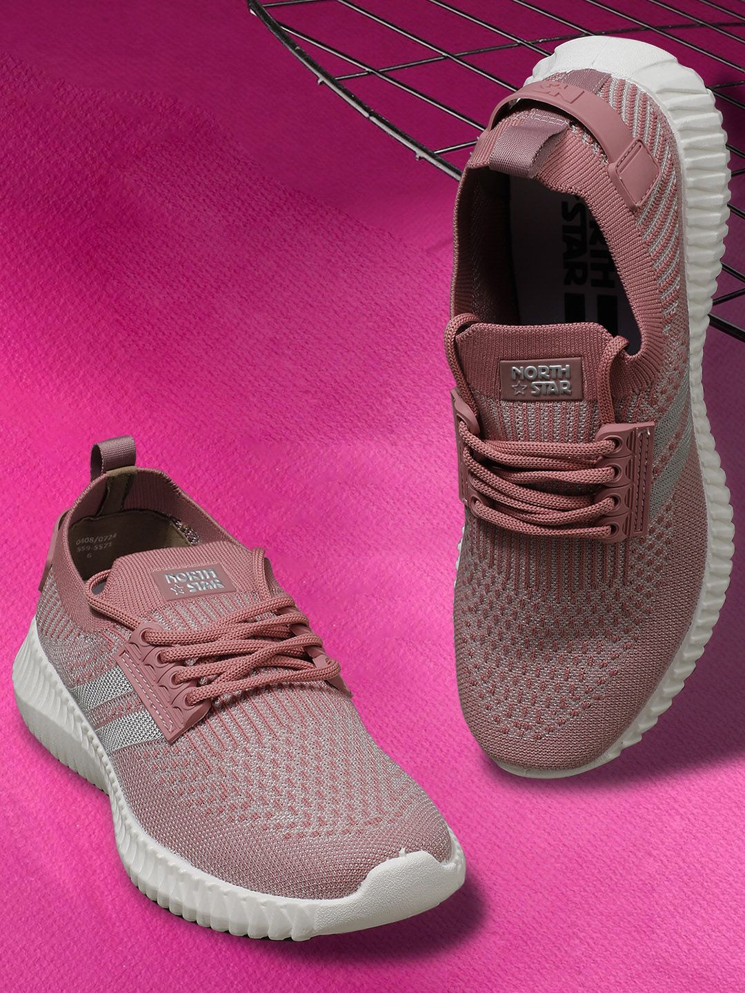 

North Star Women Lace-Ups Round Toe Sneakers, Pink