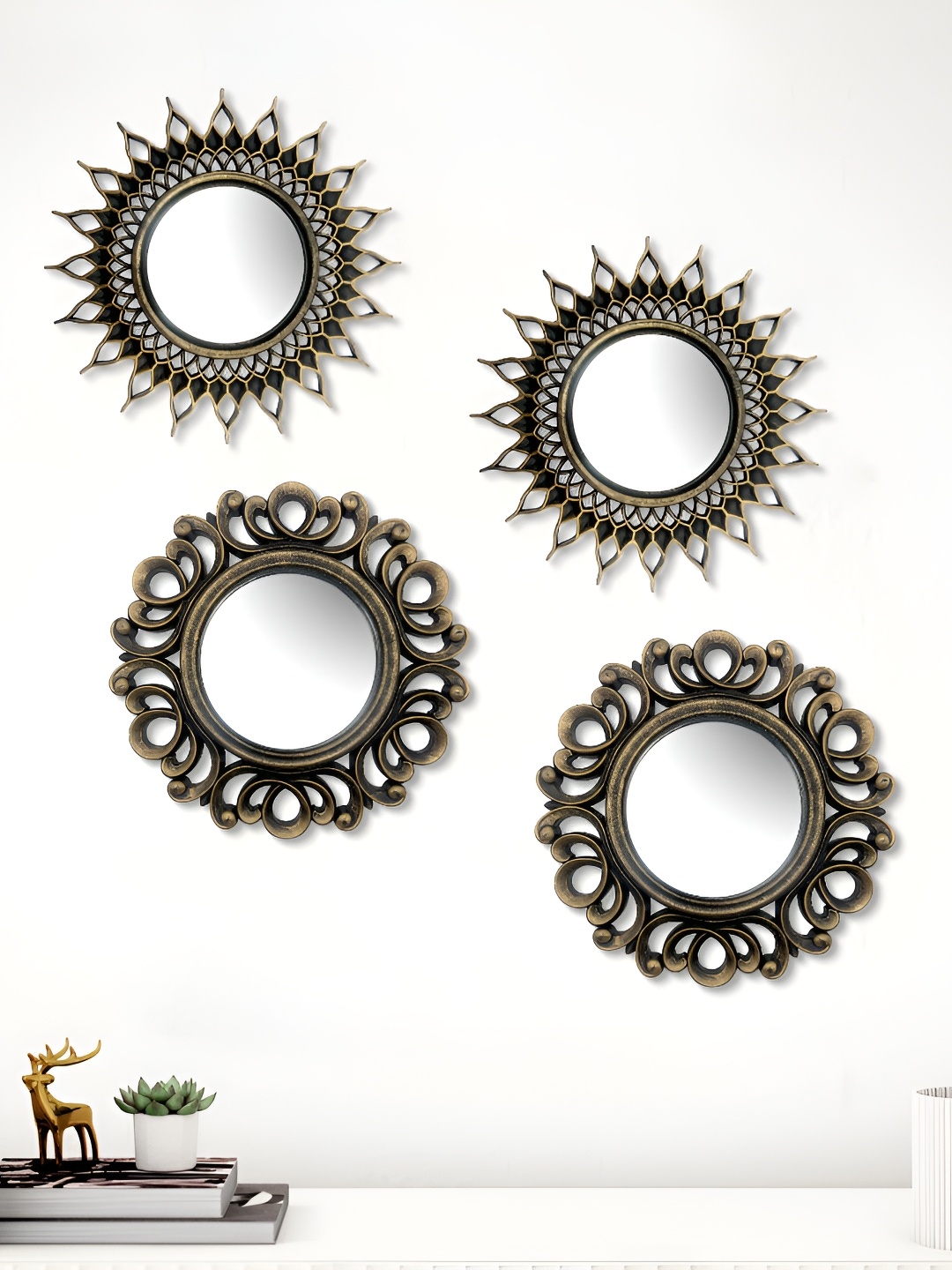 

Home Centre Corsica Corvus 4-Pcs Black Textured Round Decorative Mirrors