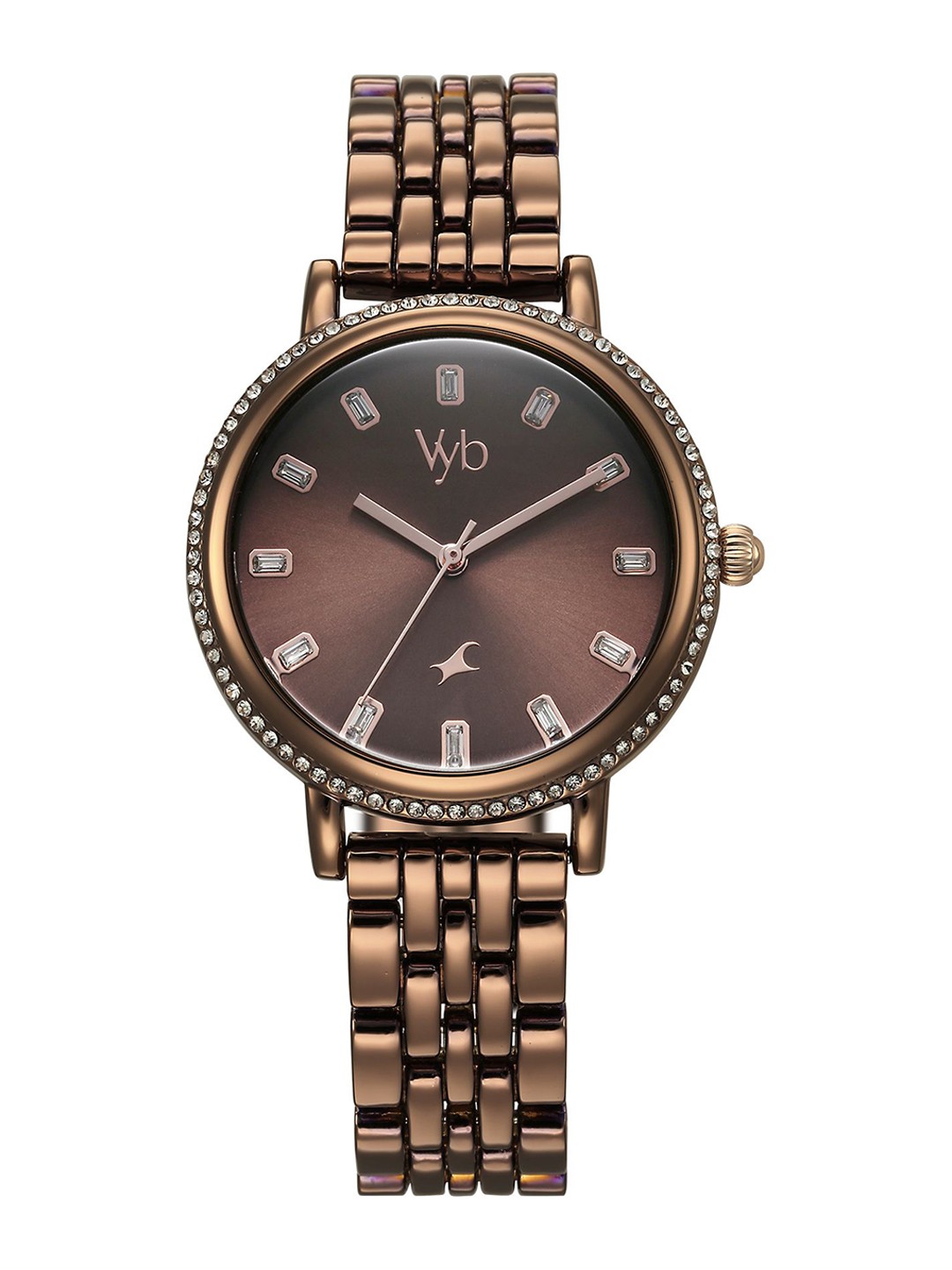 

Fastrack Women Embellished Dial & Bracelet Style Straps Analogue Watch FV60025QM01W, Brown