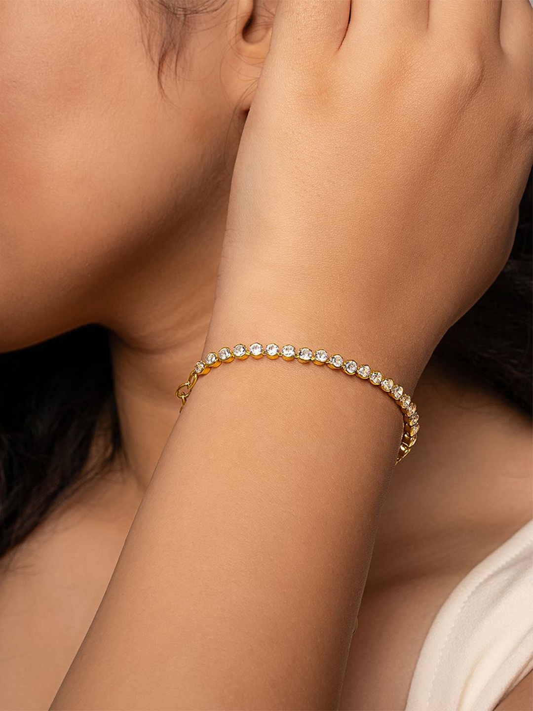 

SILBERRY 18k Rose Gold-Plated CZ Stainless Steel Wraparound Bracelet