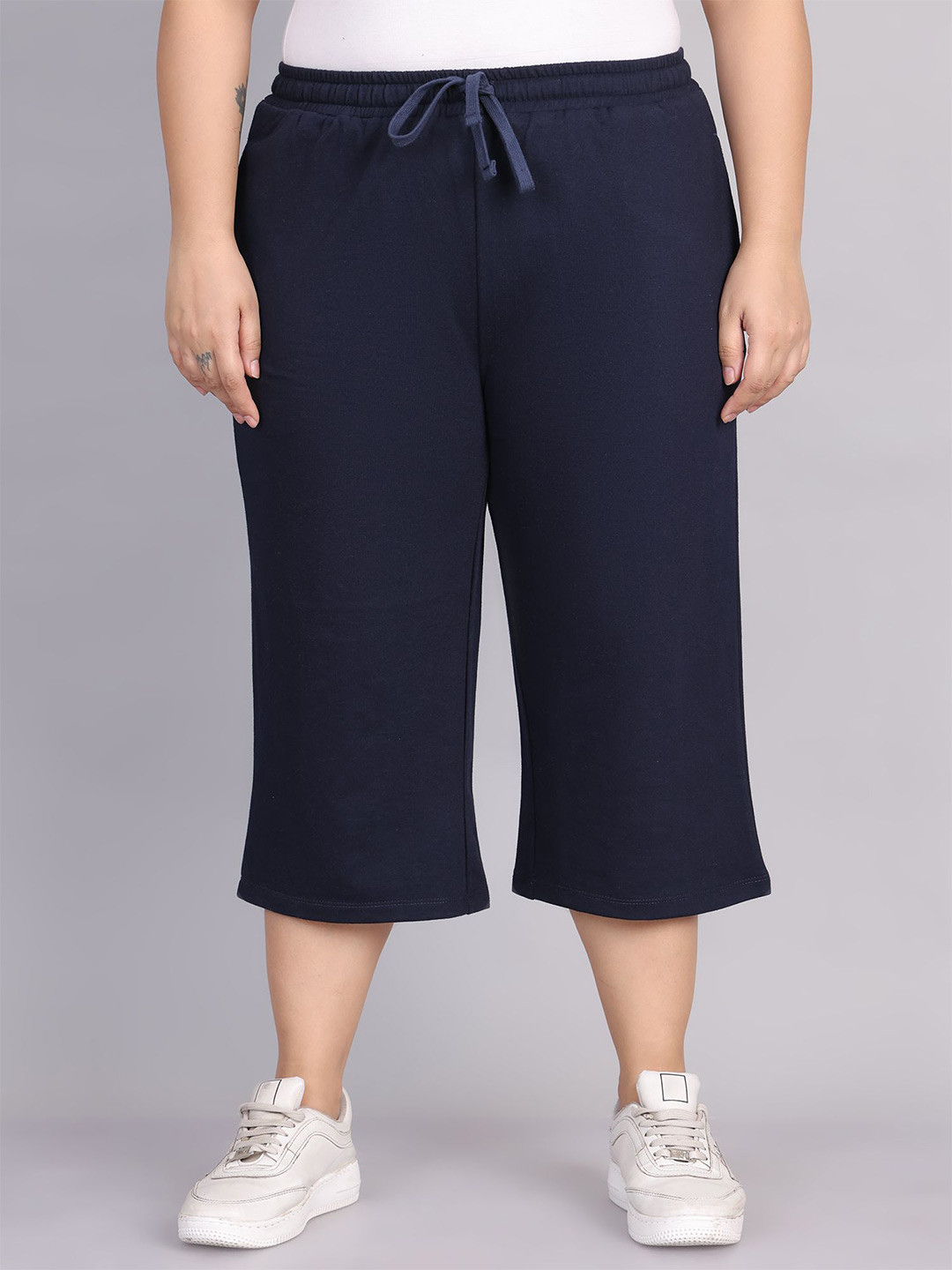 

Rute Women Cotton Mid-Rise Capris, Navy blue