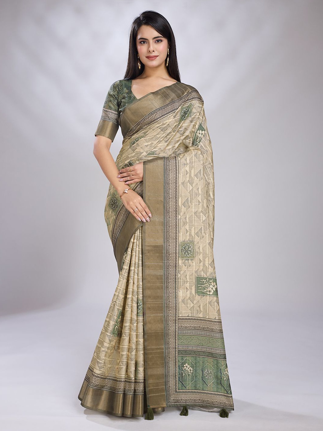 

KALINI Designer Saree, Beige