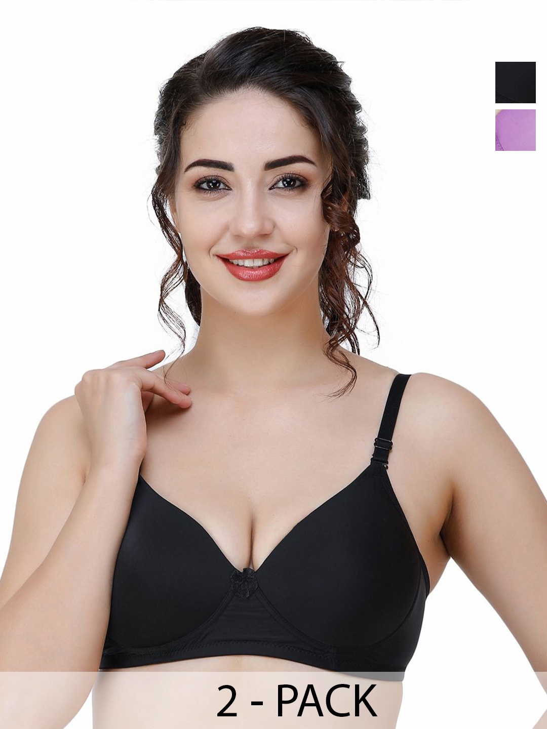 

College Girl Pack Of 2 Full Coverage Lightly Padded T-shirt Bra, Purple