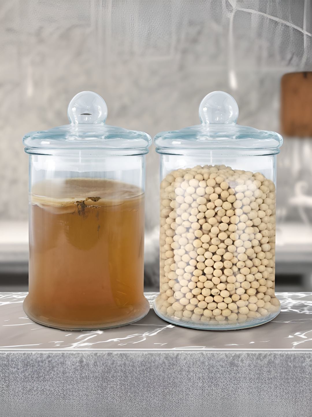 

The Better Home Transparent 2 Pcs Glass Easy to Clean Jar With Lid & Wide Mouth 4.7L