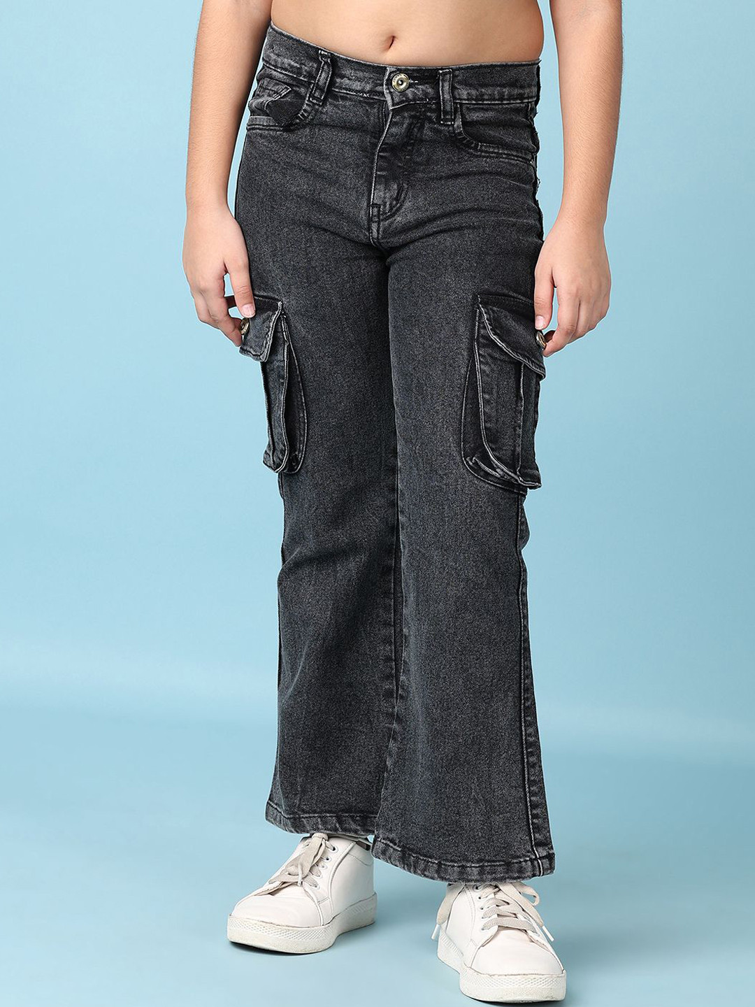 

V-Mart Girls Mid-Rise Denim Jeans, Black