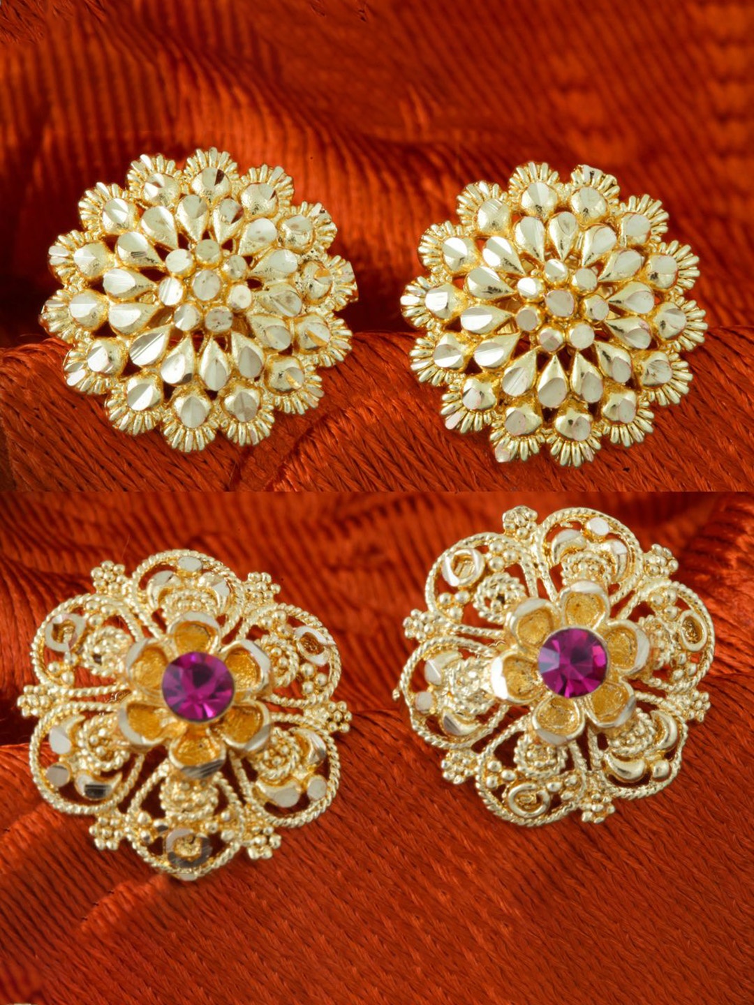 

DIVASTRI Set Of 2 Gold-Plated Circular Studs Earrings