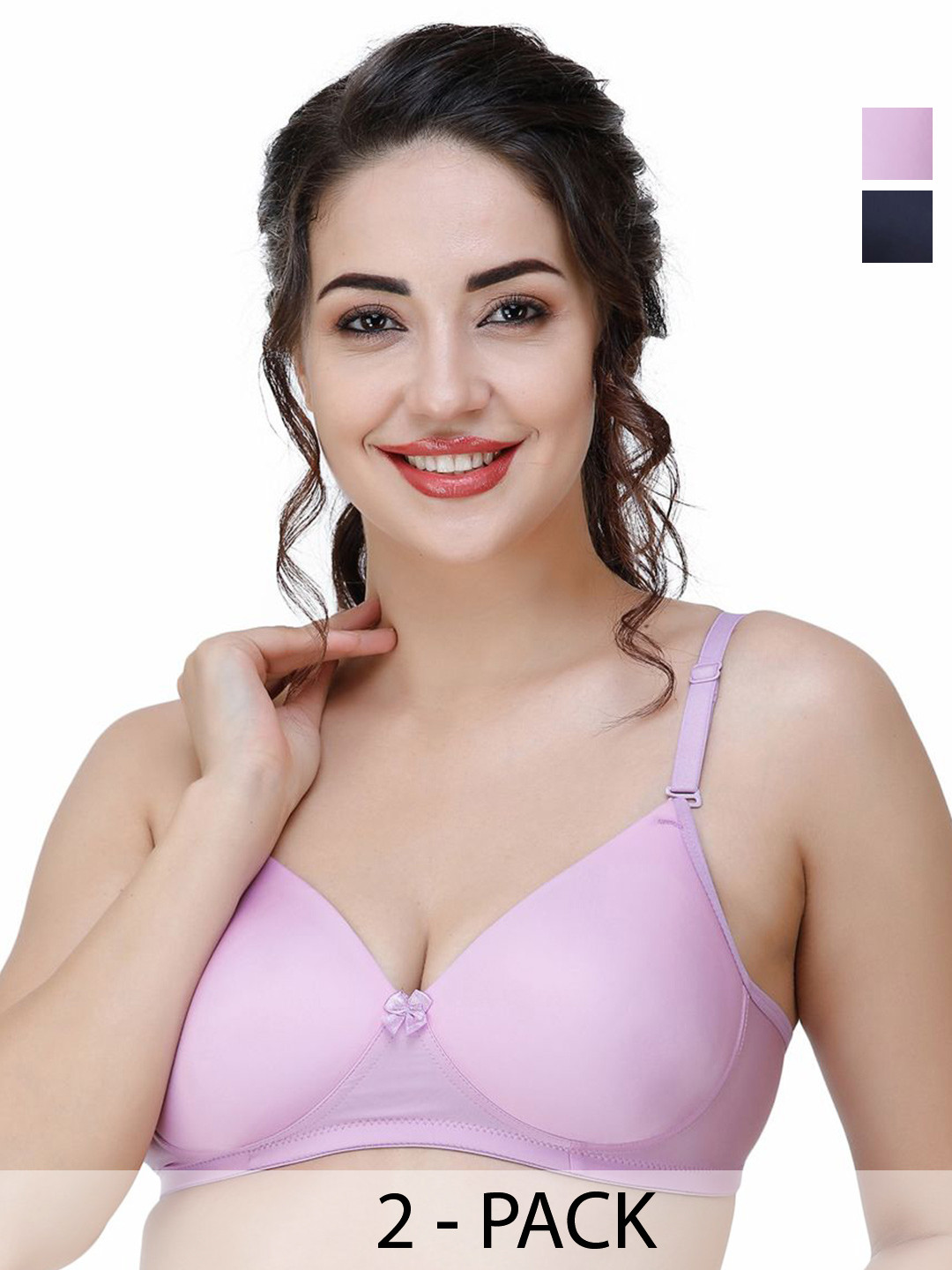 

College Girl Women Pack of 2 T-shirt Full Coverage Lightly Padded Bra, Mauve