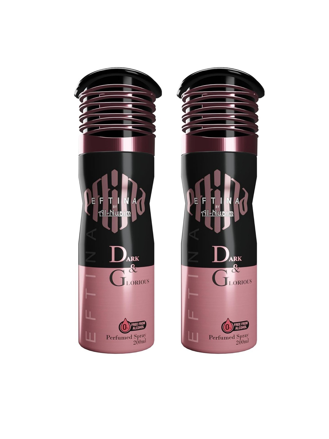 

Al-Nuaim Set of 2 Dark & Glorious Alcohol-Free Long Lasting Deodorant - 200 ml each, Black