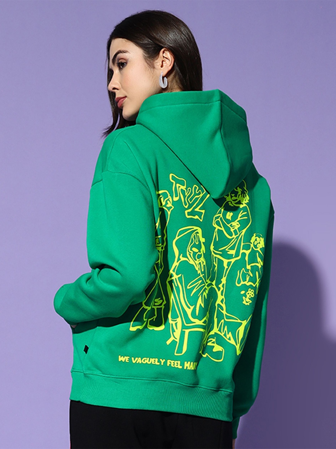 

GRIFFEL Women Hooded Printed Sweatshirt, Green