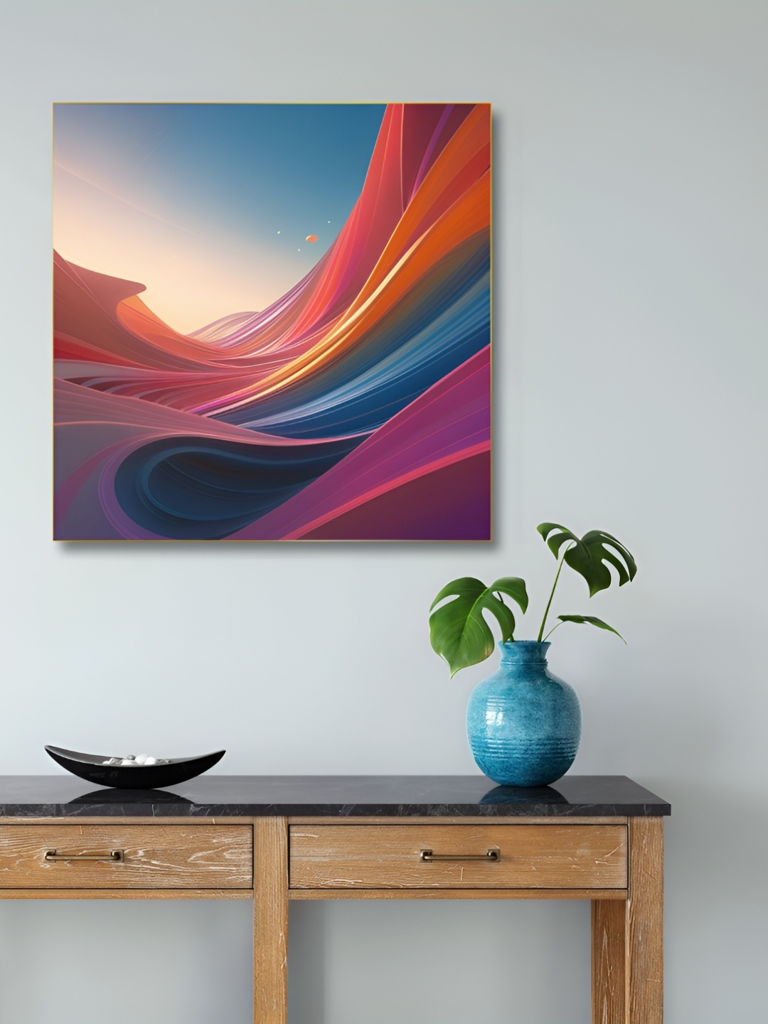 

nestroots Blue & Orange Brushstroke Canvas Painting Wall Art