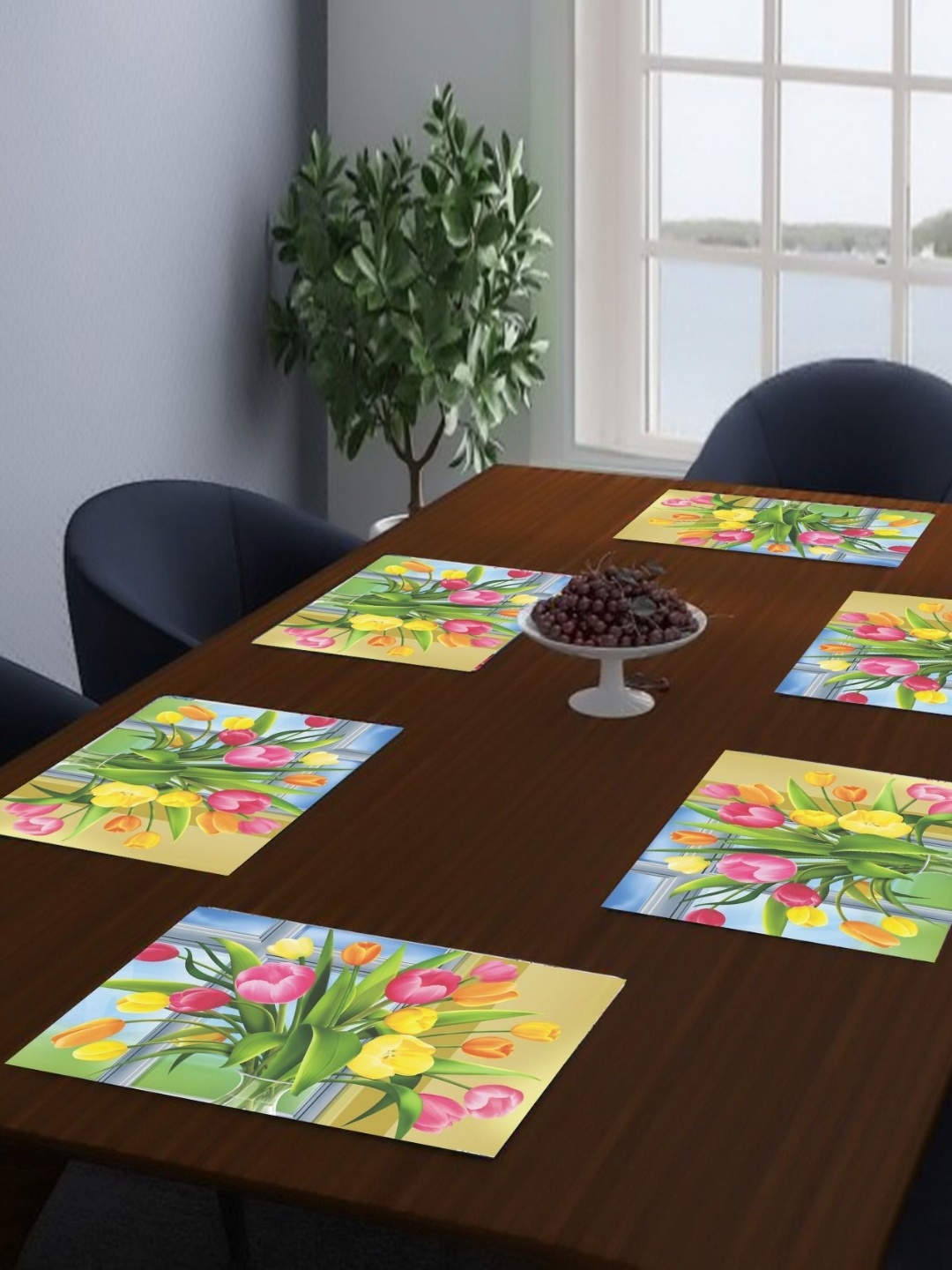 

LooMantha Yellow & Pink 6 Pieces Rectangle Shaped Printed Table Placemats