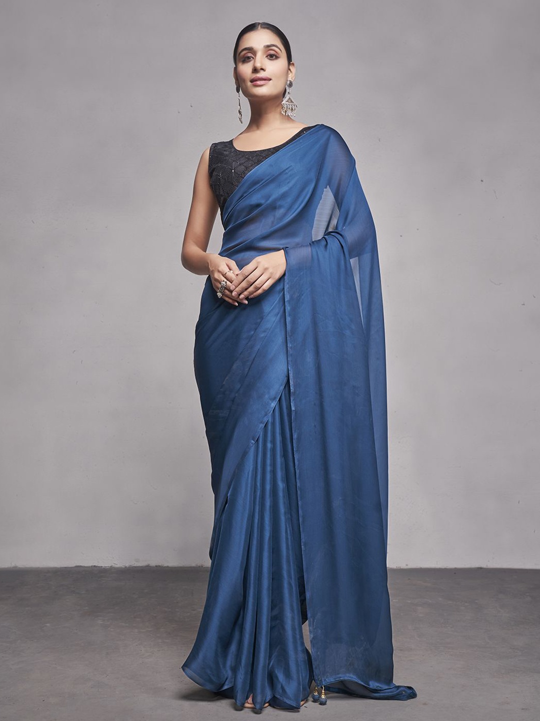 

Kalista Sequinned Ready to Wear Saree With Blouse Piece, Teal