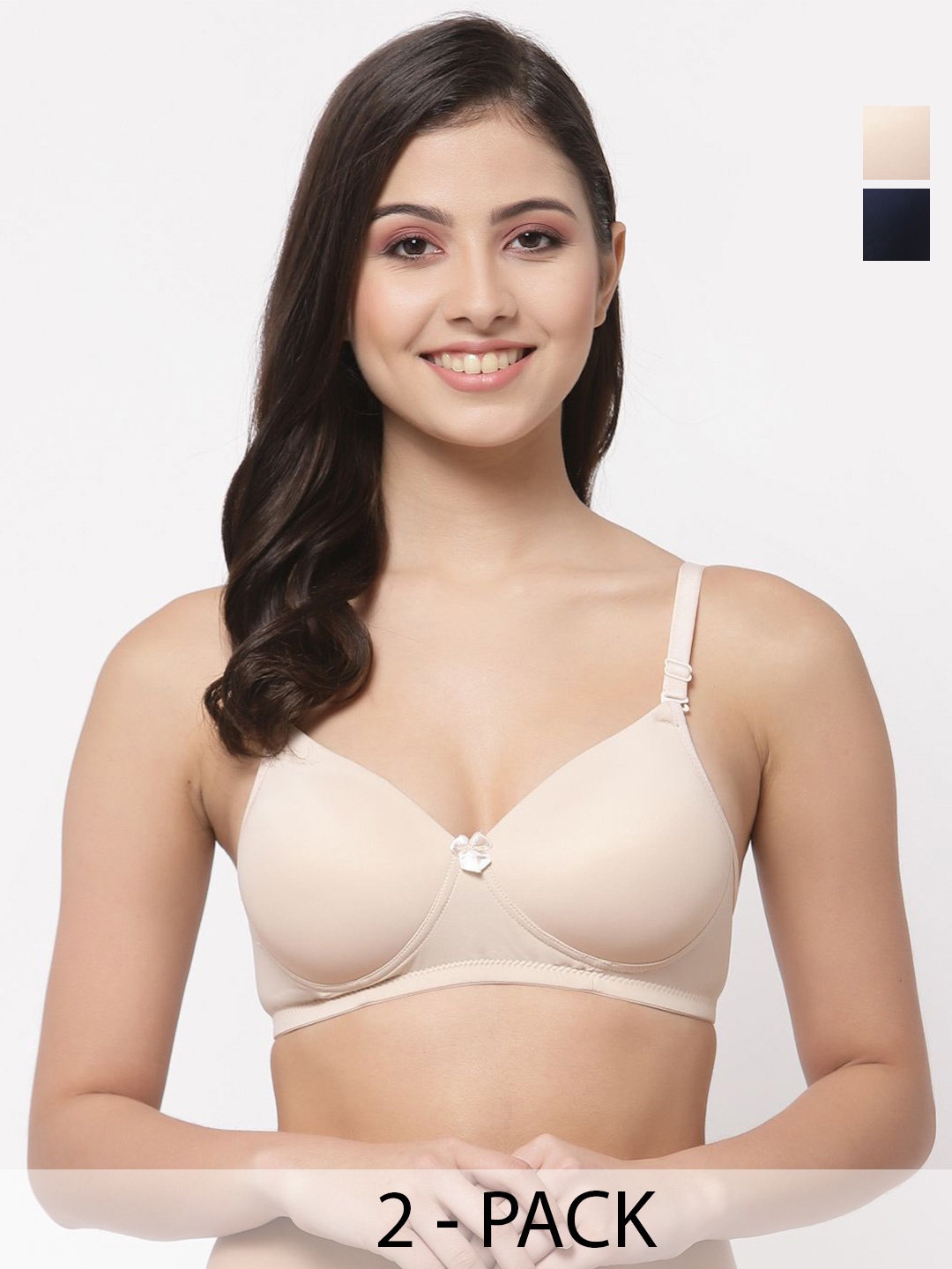 

College Women Pack Of 2 Full Coverage Lightly Padded T-shirt Bra, Blue