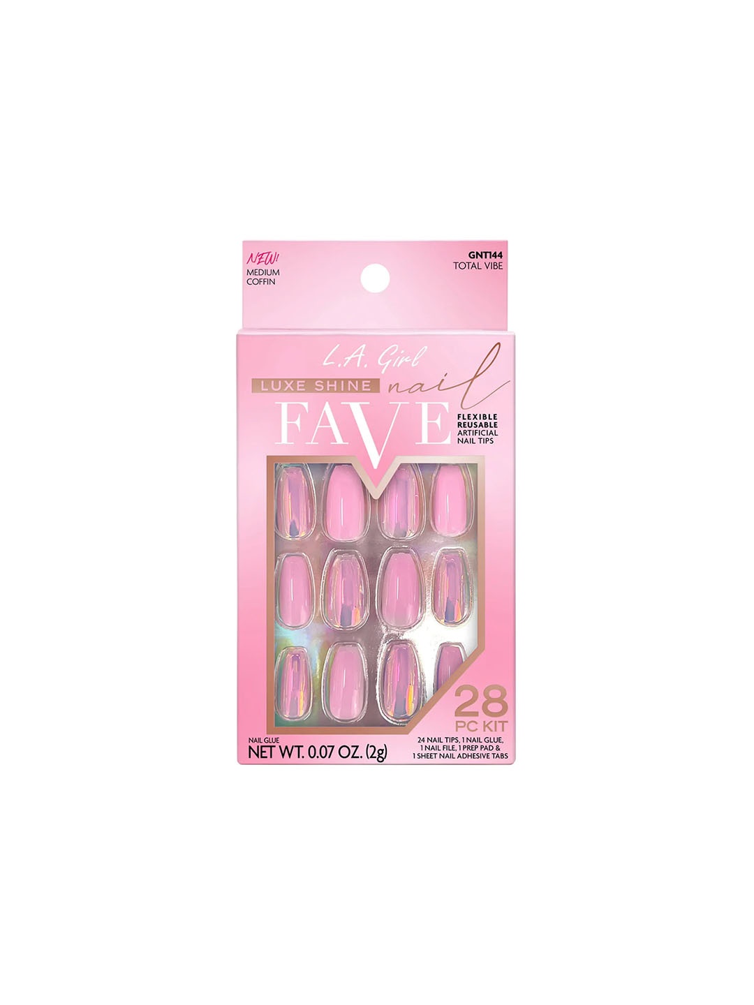 

L.A Girl Luxe Shine Nail Fave Artificial Nail Tips - Total Vibe, Pink