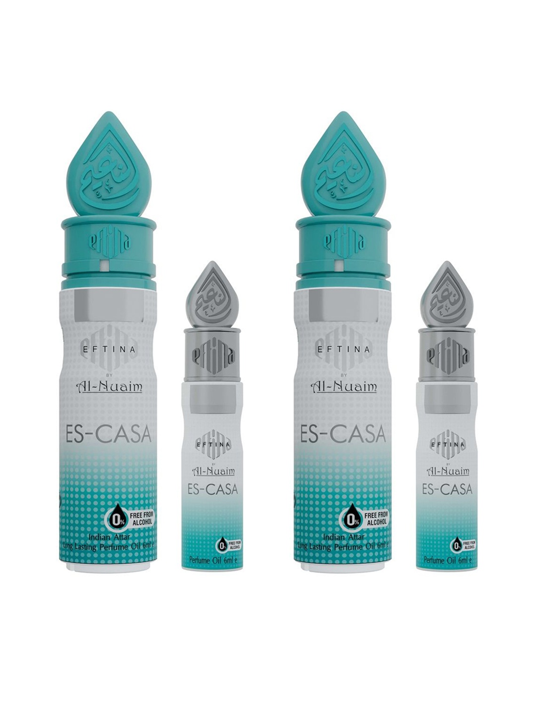 

Al-Nuaim Set of 2 Es-Casa Alcohol-Free Long Lasting Attar - 6 ml each, White