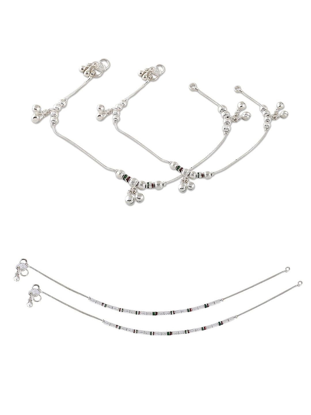 

Heer Collection Set Of 2 Silver-Plated Anklets