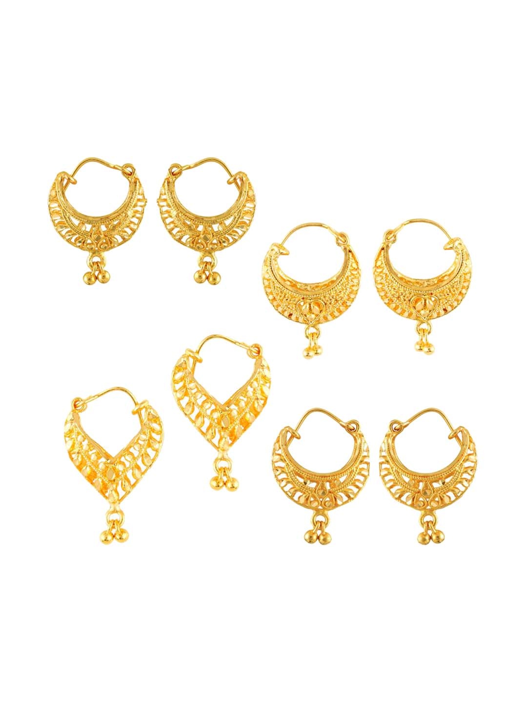 

DIVASTRI Set of 4 Gold-Plated Circular Hoop Earrings