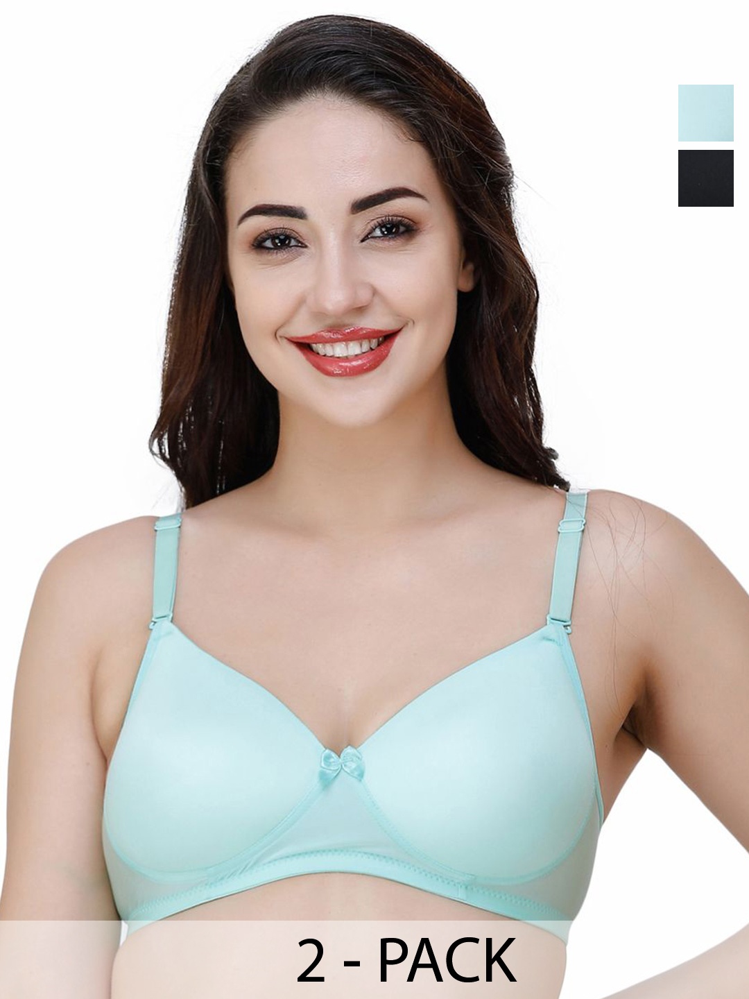 

College Girl Pack of 2 Full Coverage Cut and Sew T-shirt Lightly Padded Bra, Sea green