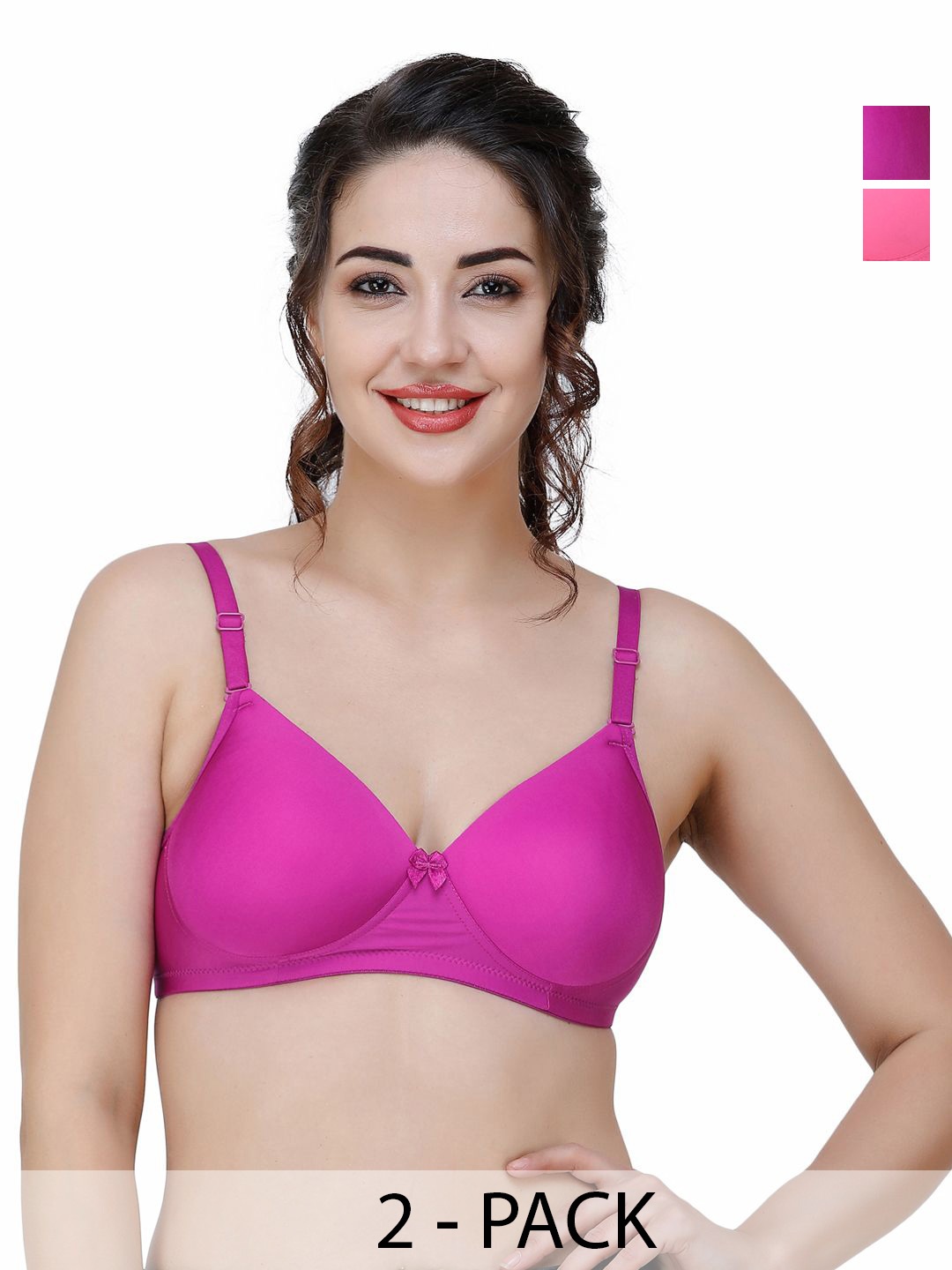 

College Girl Women Pack of 2 T-shirt Full Coverage Lightly Padded Bra, Pink