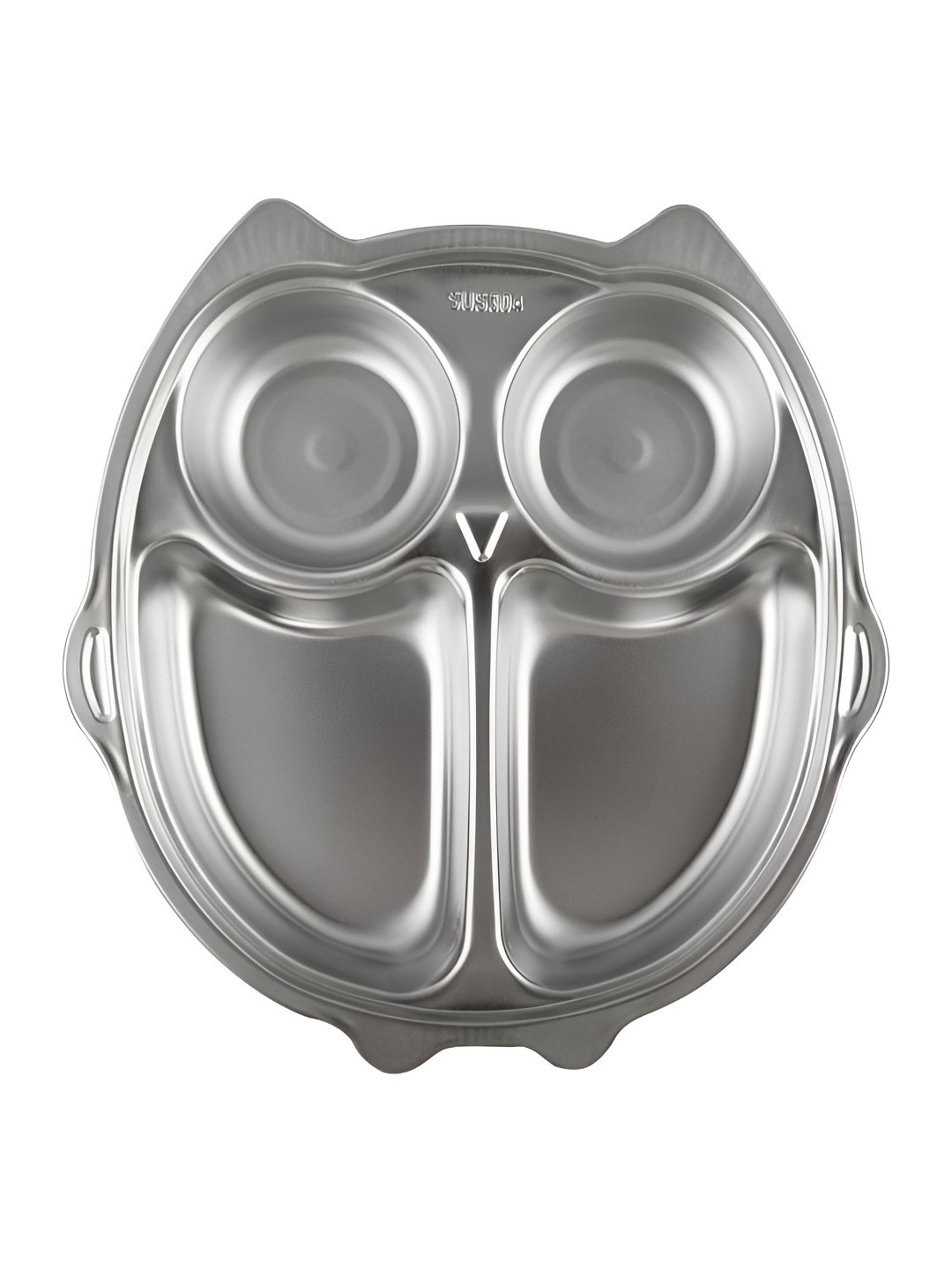 

THEONI Kids Owl-Shaped Stainless Steel Divided Plate, Silver