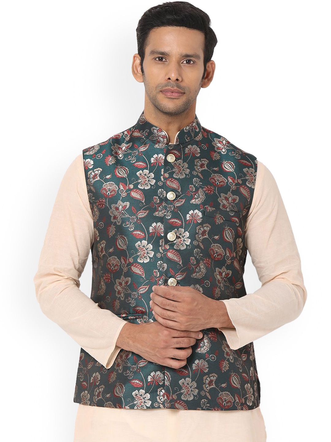 

SALWAR STUDIO Men Woven Design Nehru Jackets, Grey