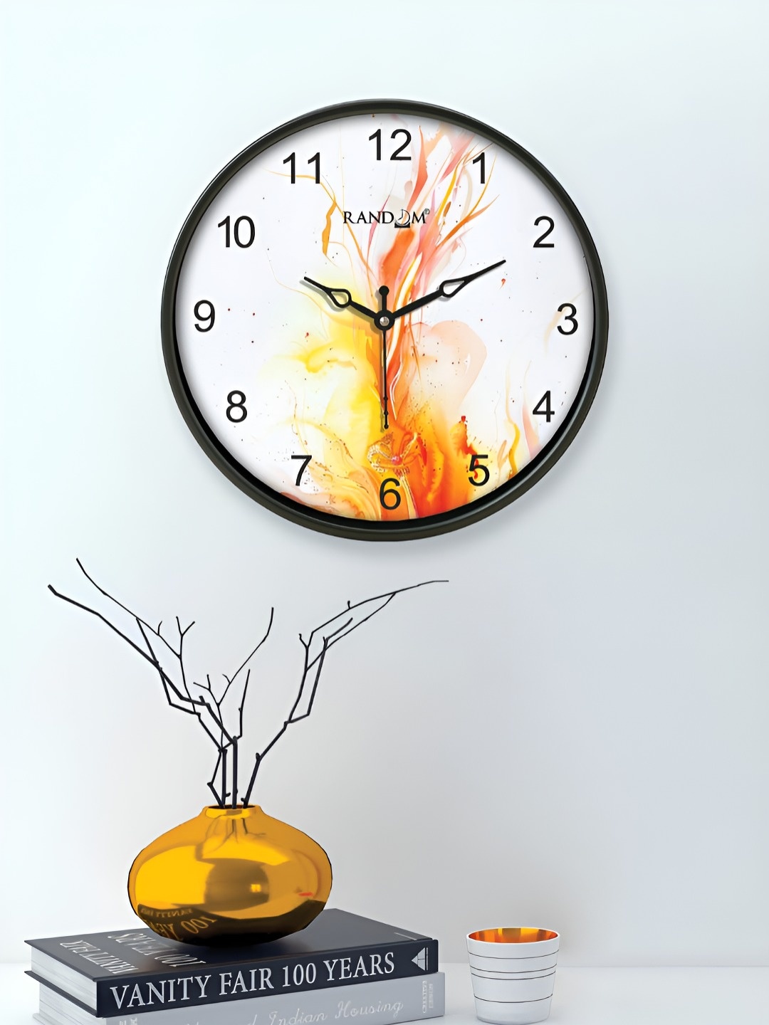 

Aura White & Yellow Printed Contemporary Analogue Wall Clock