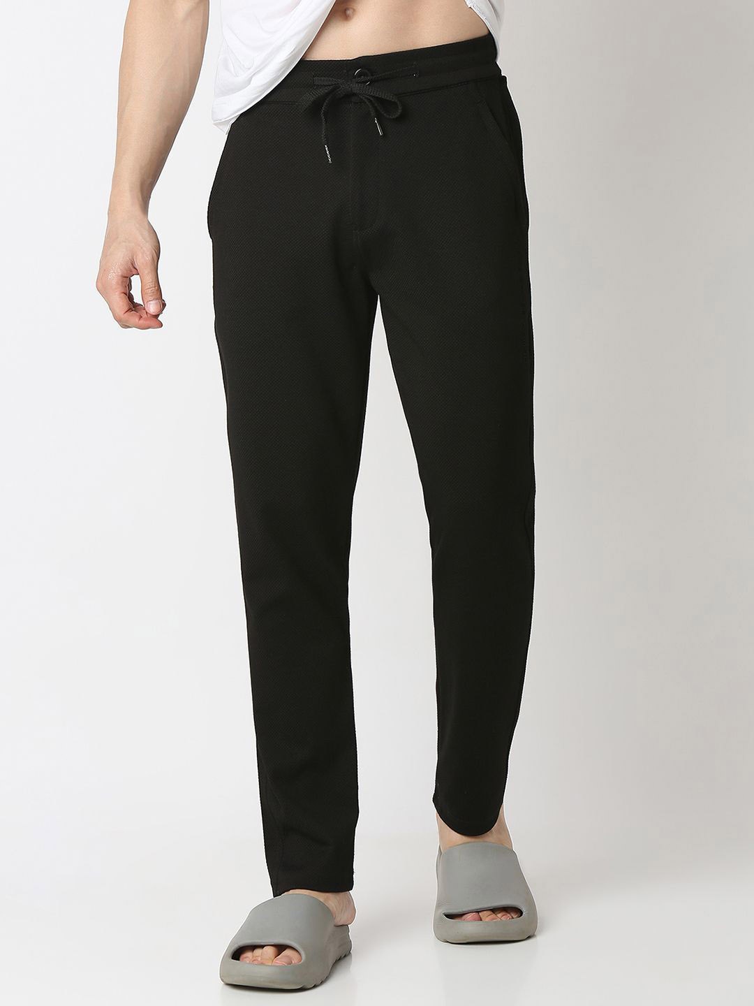 

UnderJeans by Spykar Mid-Rise Straight Lounge Pants, Black