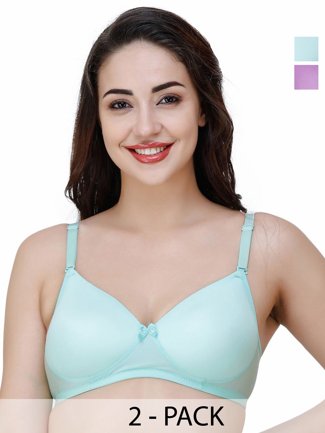 

College Girl Pack Of 2 Full Coverage Lightly Padded Bralette Bra, Green