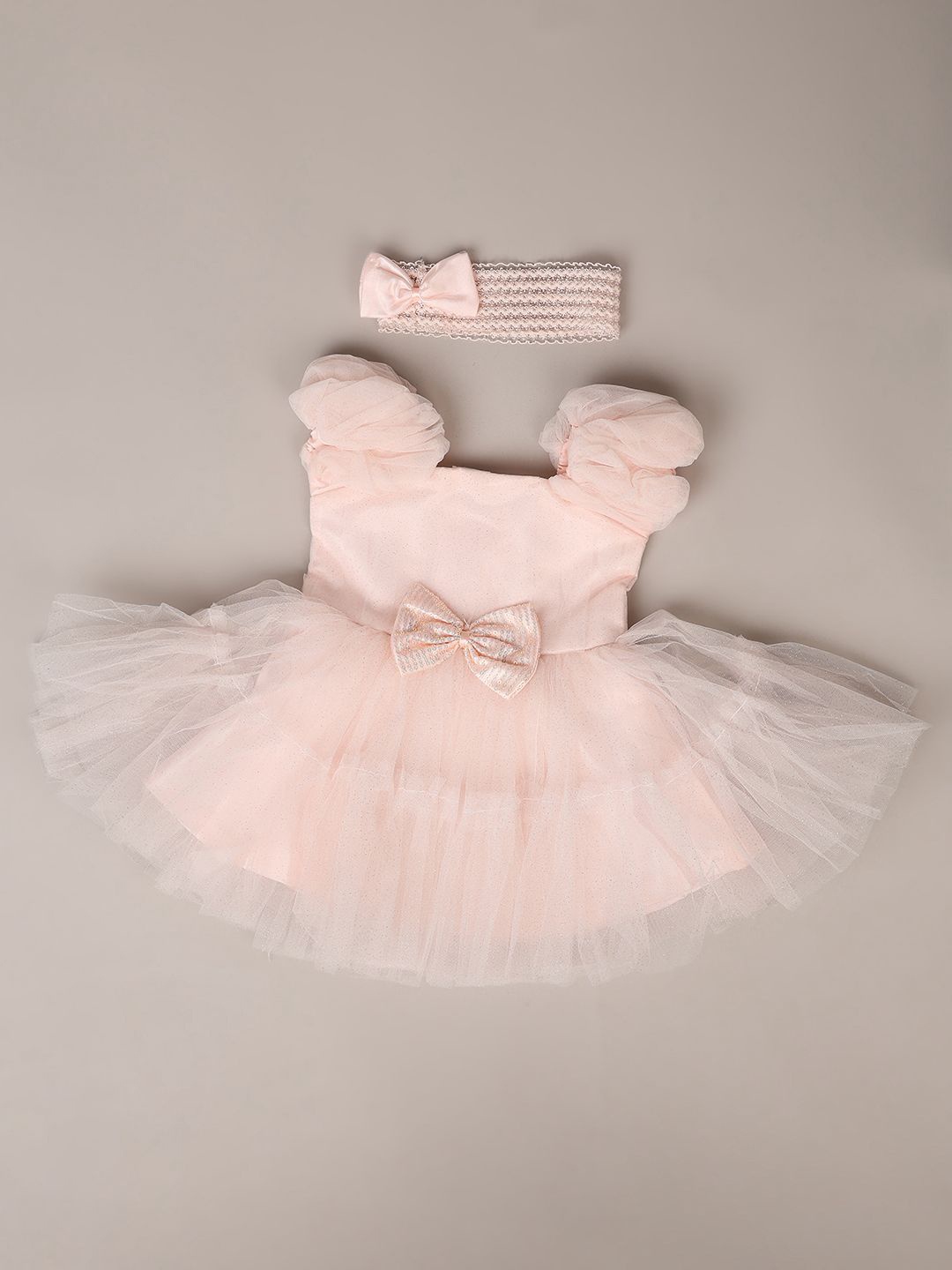 

V-Mart Kids Square Neck Fit & Flare Dress, Peach