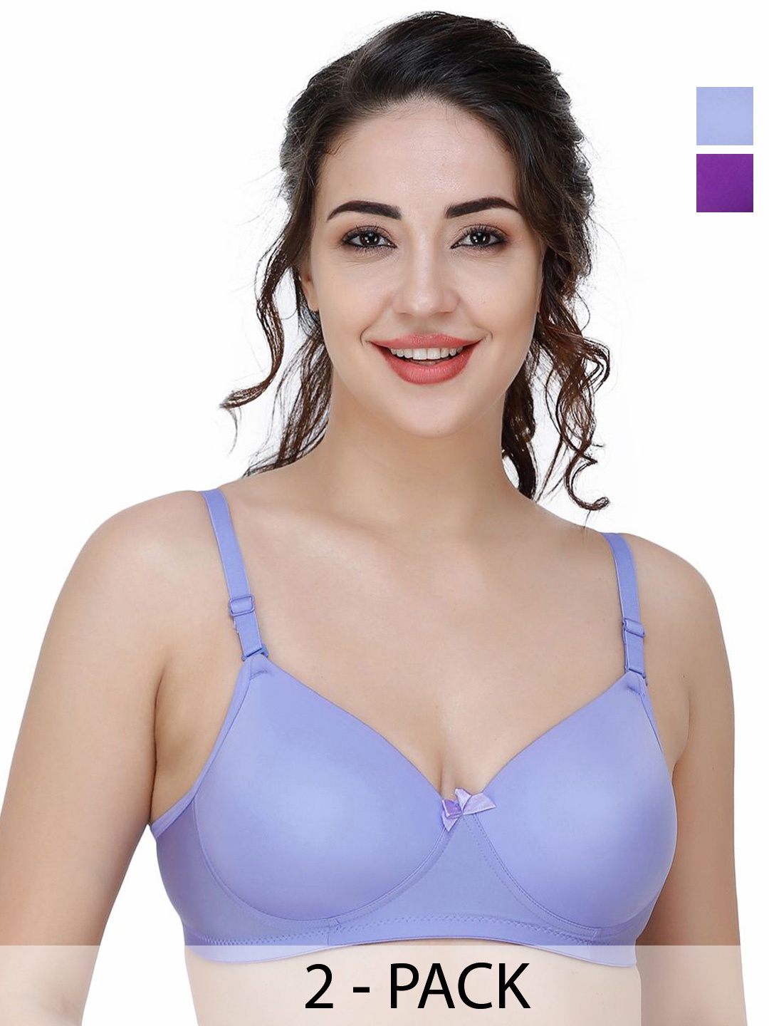 

College Girl Women Pack Of 2 Full Coverage Lightly Padded Bra, Purple