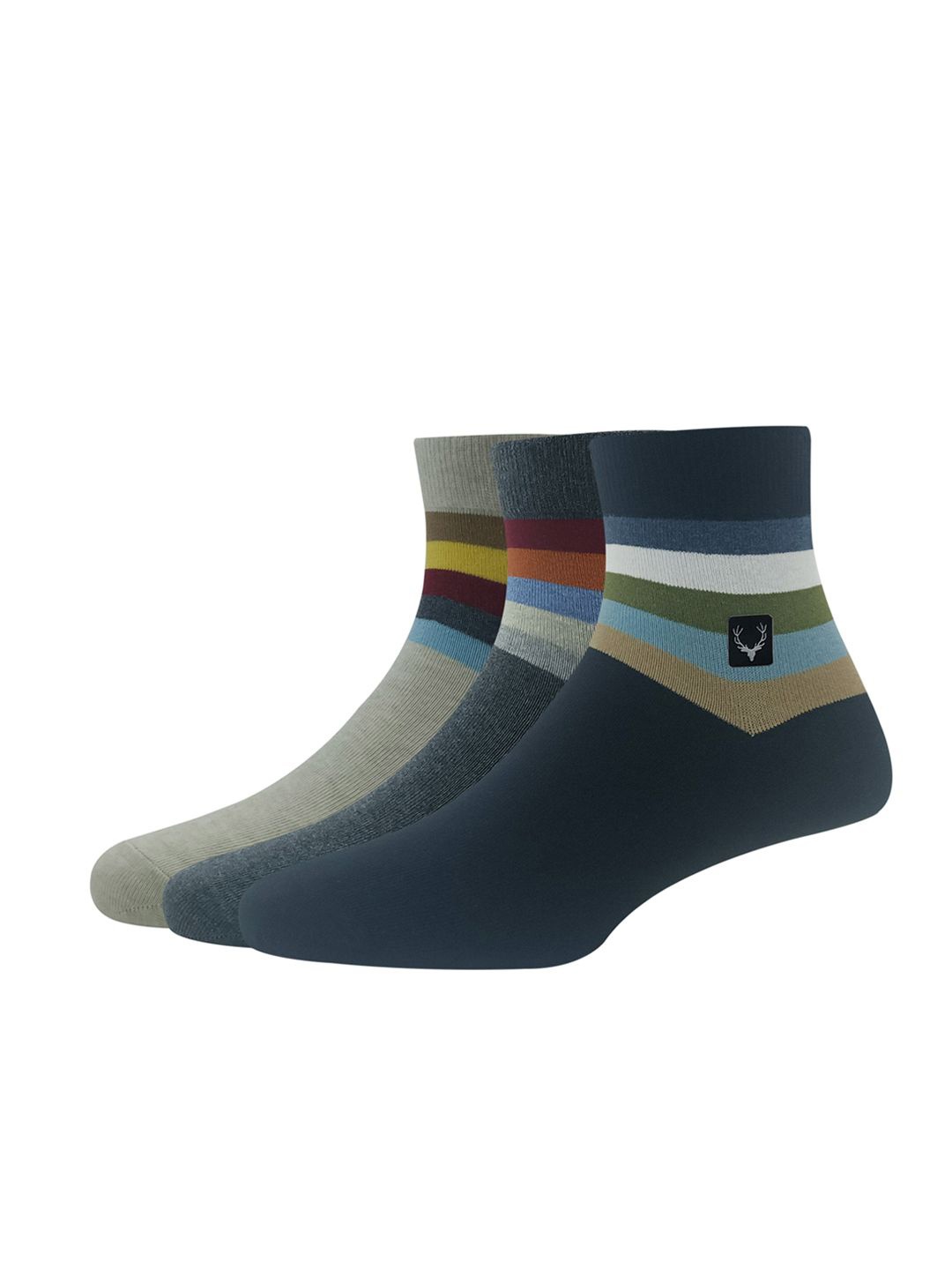 

Allen Solly Men Pack Of 3 Striped Patterned Above Ankle-Length Socks, Grey