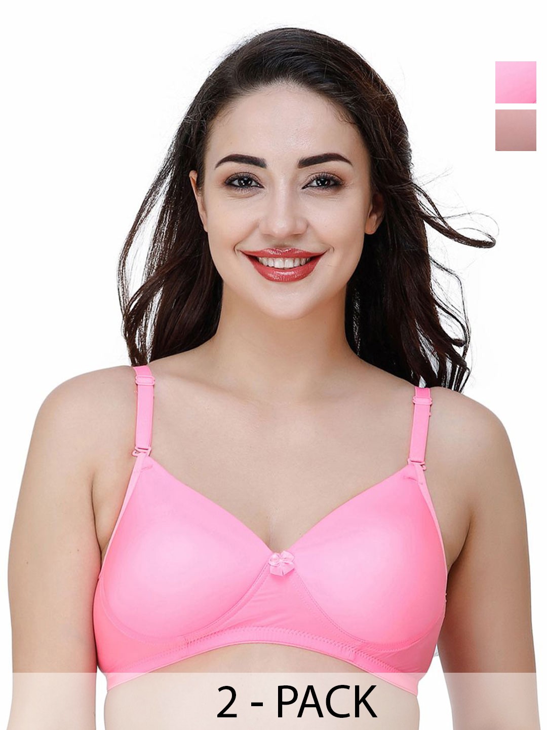 

College Girl Women Pack Of 2 Full Coverage Lightly Padded Bra, Pink