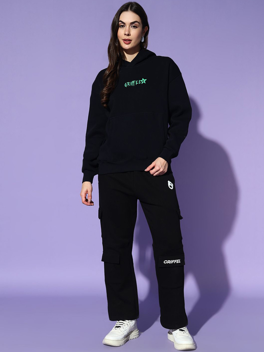 

GRIFFEL Womens Mid-Rise Printed Tracksuits, Navy blue