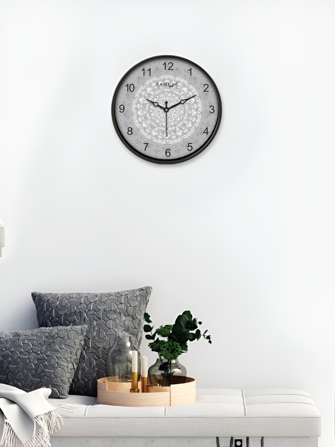 

Aura Grey & Black Printed Contemporary Wall Clock
