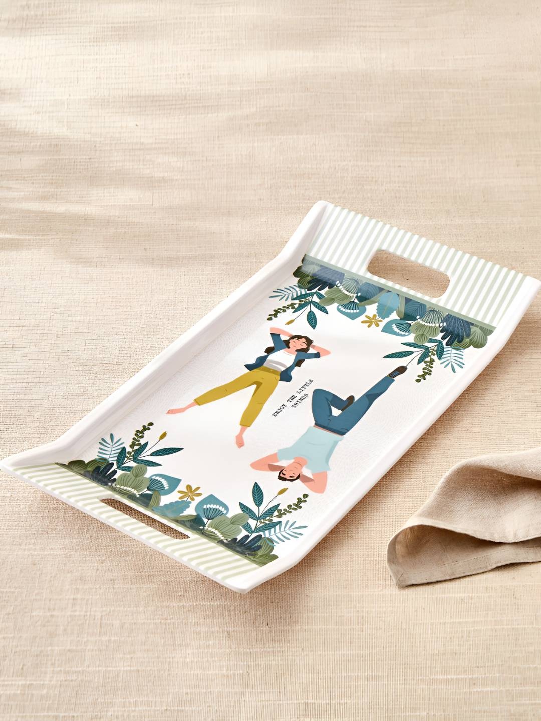 

Home Centre Raisa Joven White & Blue Printed Melamine Serving Tray