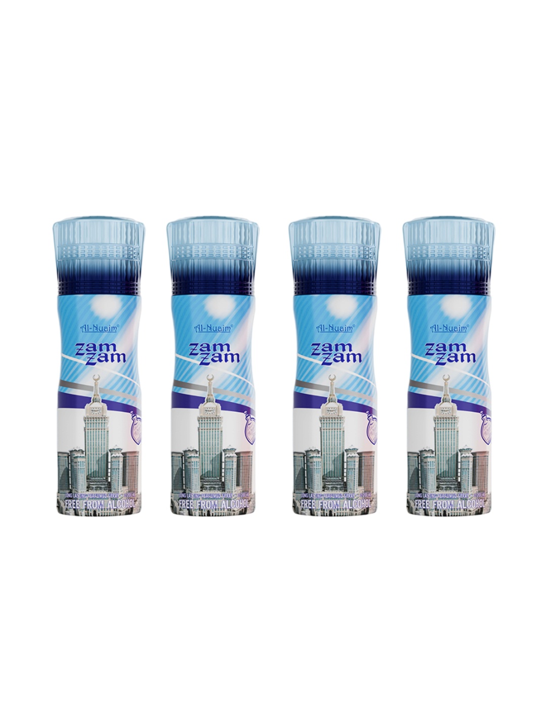 

Al-Nuaim Set of 4 Zam Zam Alcohol-Free Long Lasting Deodorant - 200 ml each, Blue