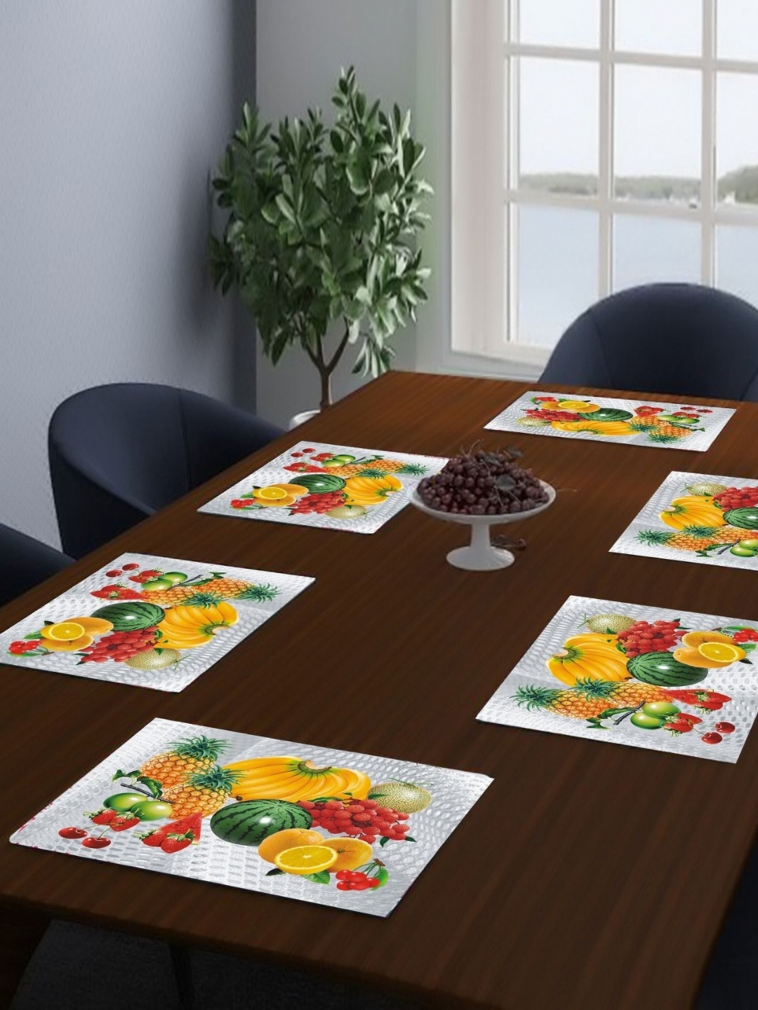 

LooMantha Grey & Yellow 6 Pieces Rectangle Shaped Printed Table Placemats