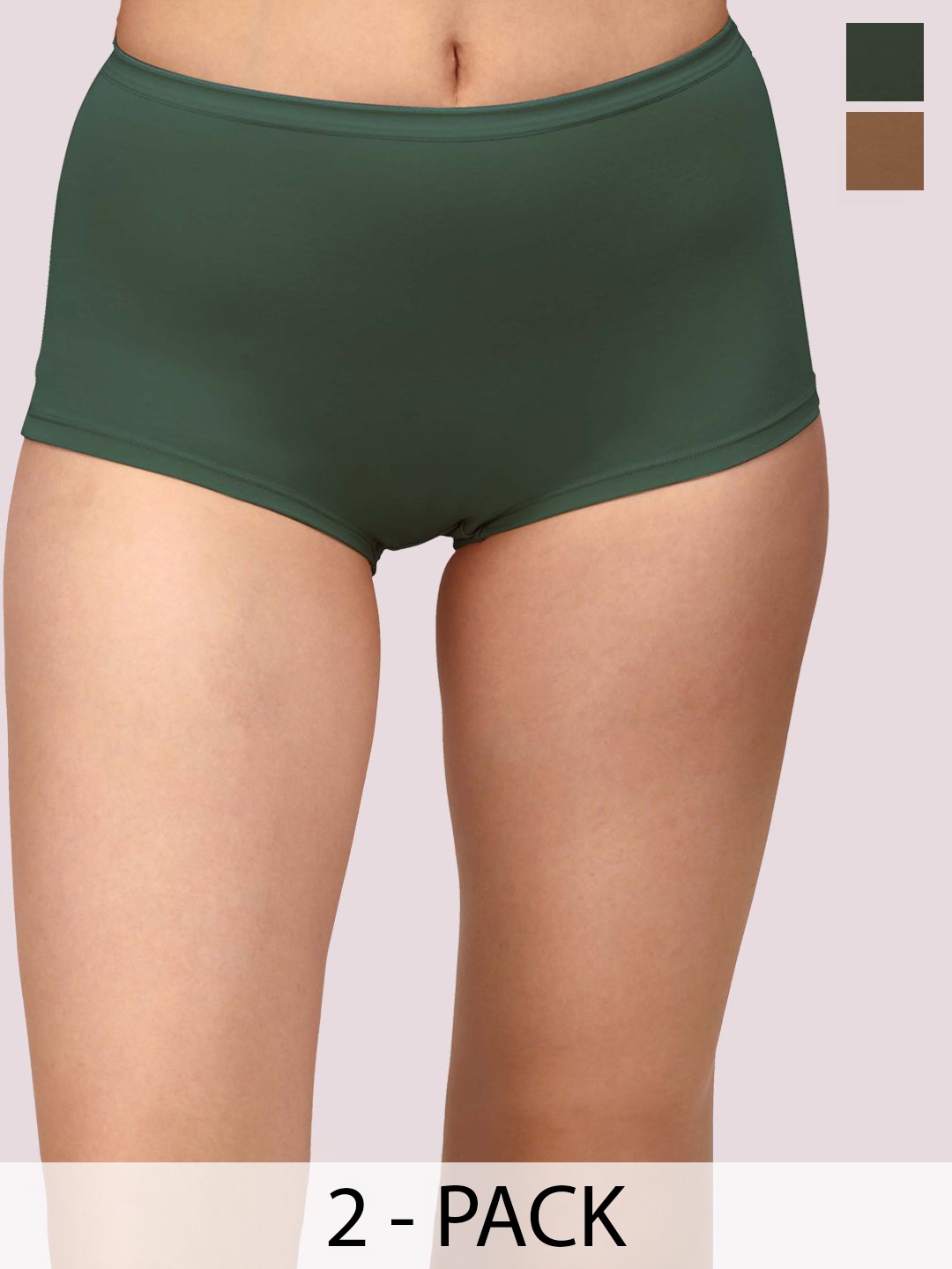 

Soie Women Pack Of 2 Mid-Rise shorts Briefs 2BS-25PACK 7, Green