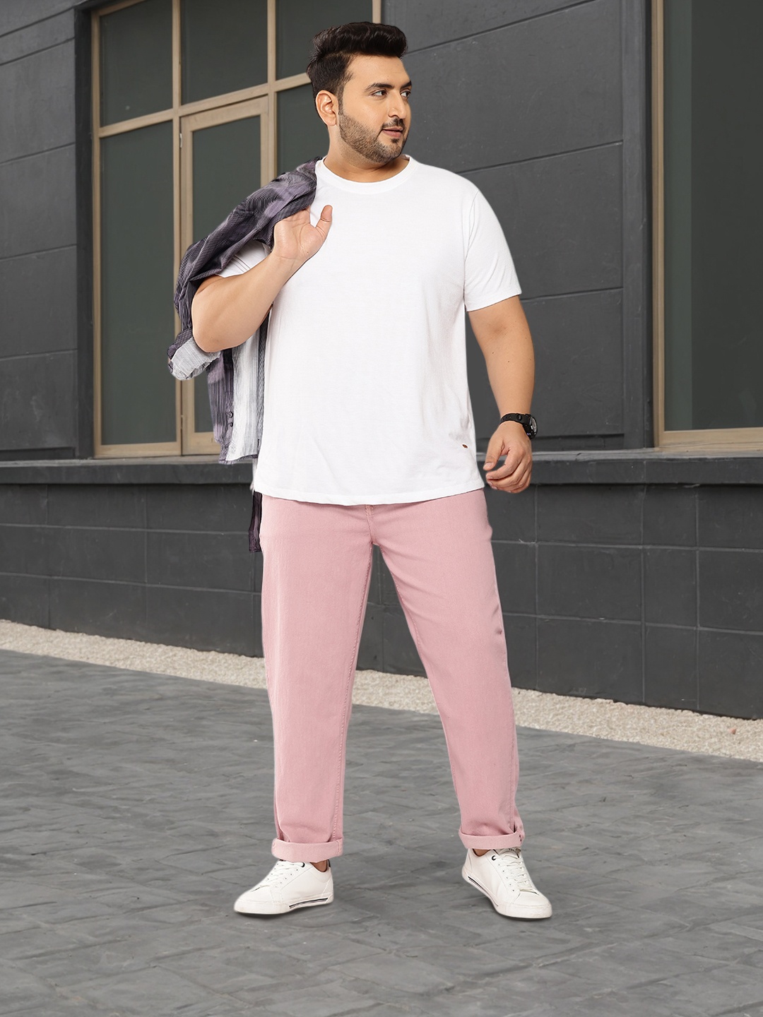 

Sztori Men Plus Size Relaxed Fit Jeans, Pink