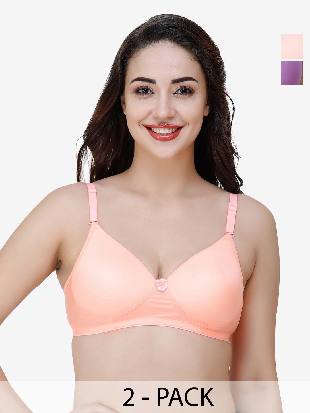 

College Girl Pack Of 2 Full Coverage Lightly Padded T-shirt Bra, Purple