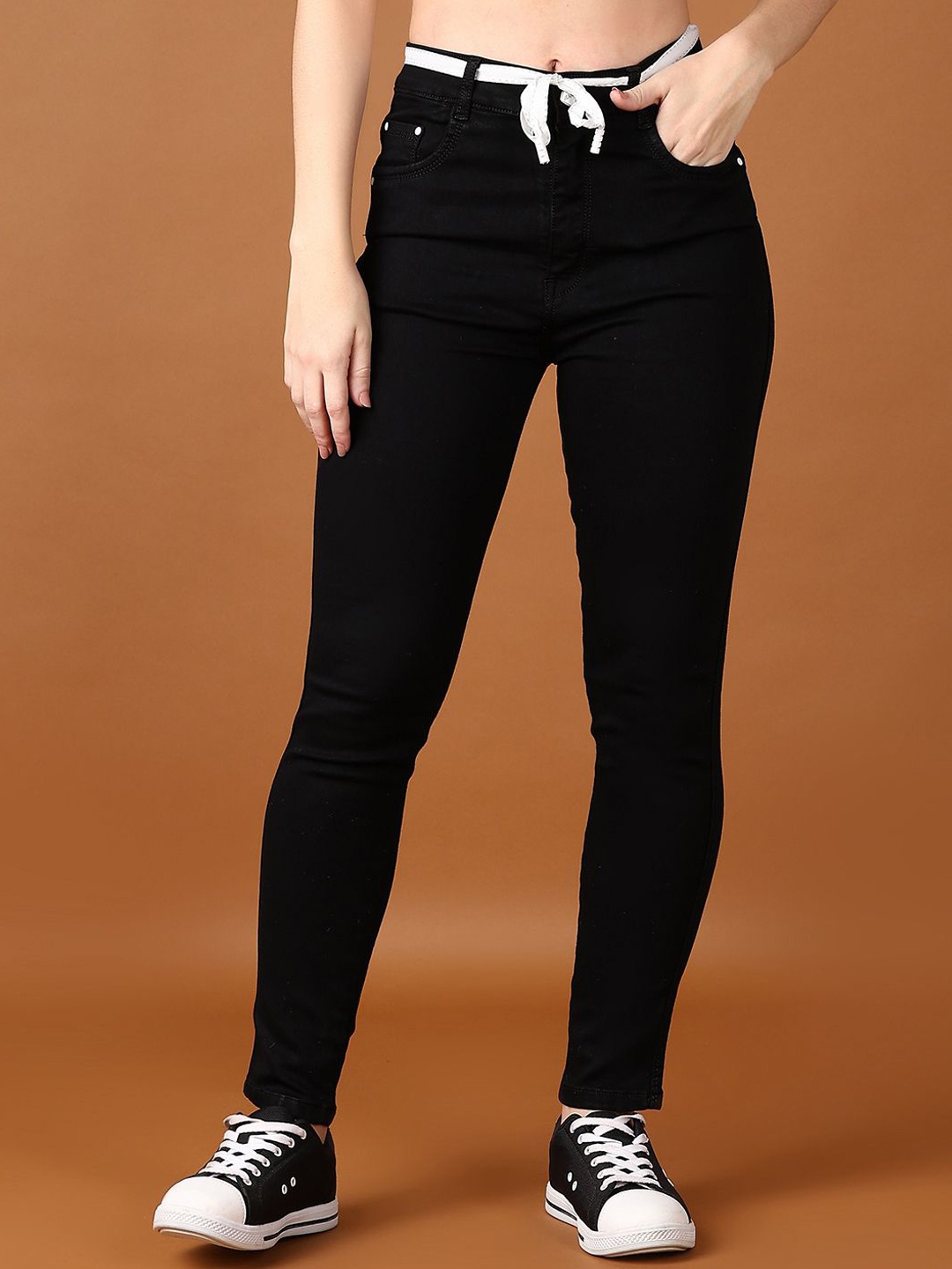 

V-Mart Women Cotton Clean Look Regular Fit Mid-Rise Jeans, Black