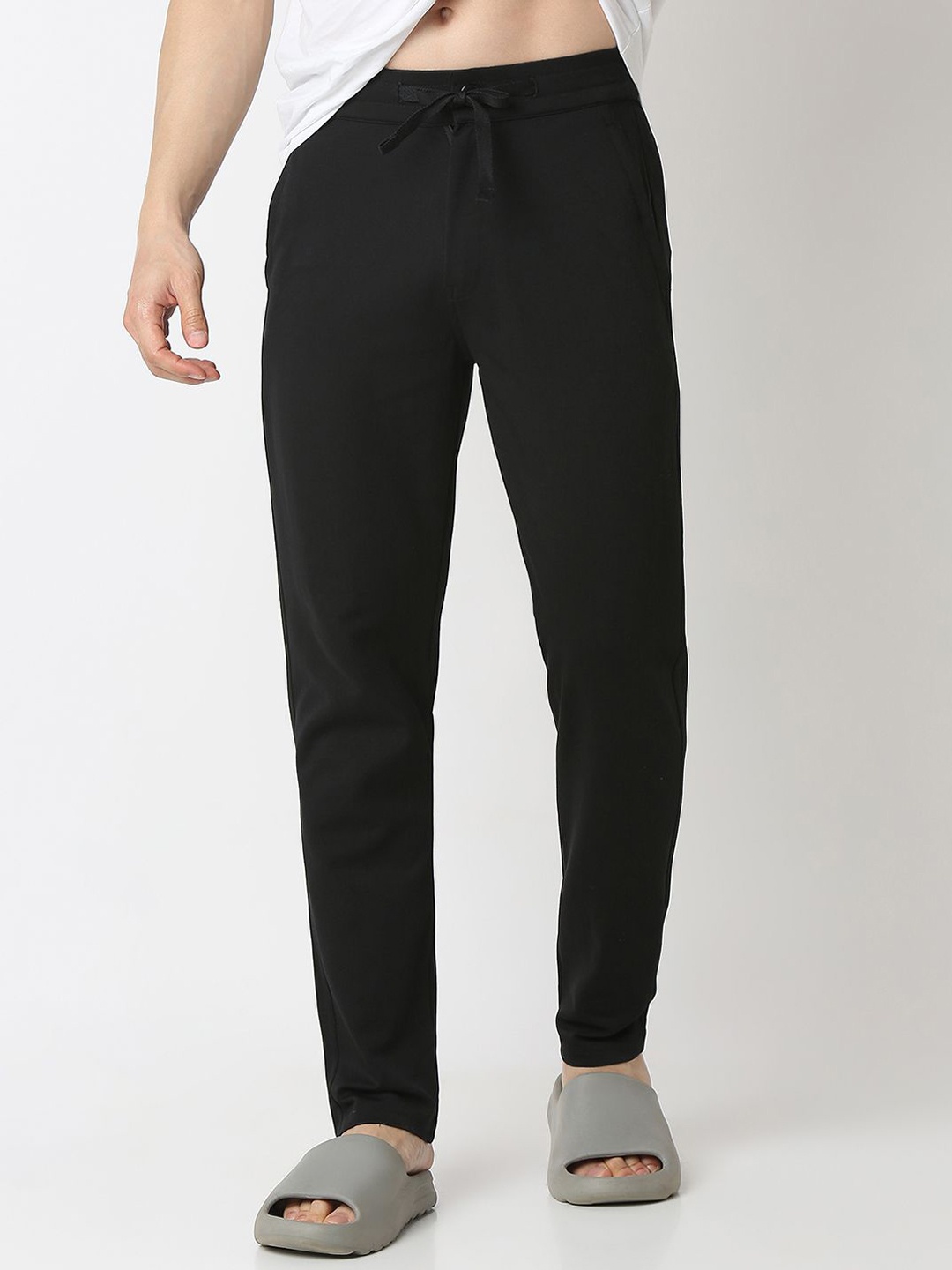 

UnderJeans by Spykar Men Mid-Rise Straight Lounge Pants, Black