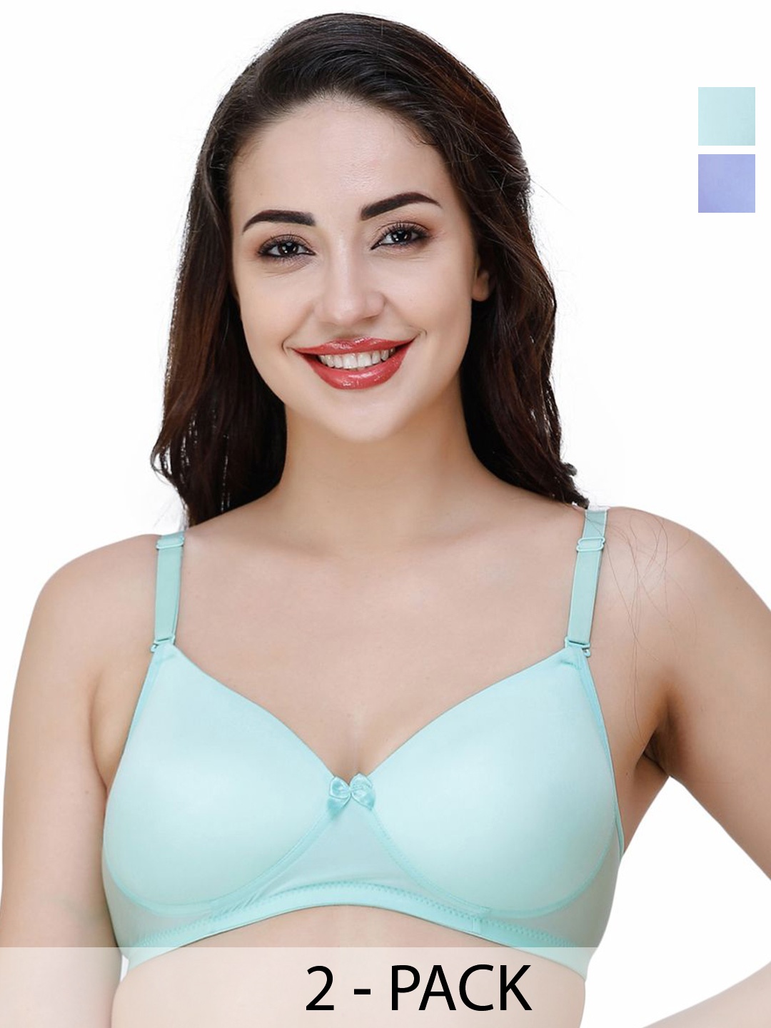 

College Girl Women Pack of 2 T-shirt Full Coverage Lightly Padded Bra, Sea green