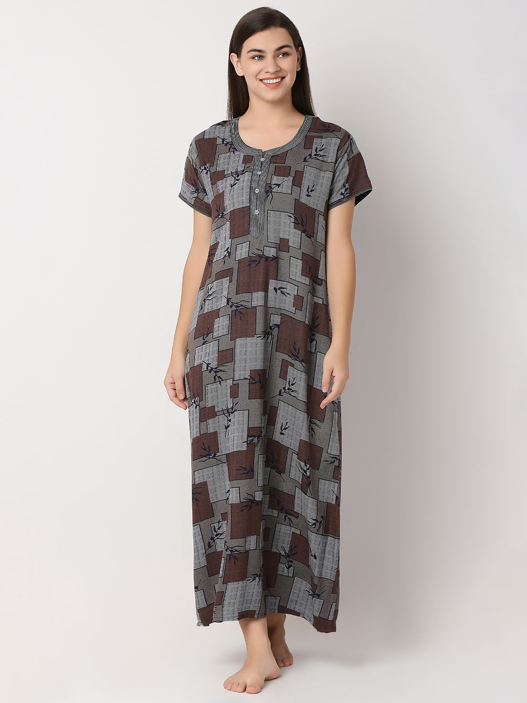 

Juliet Women Printed Maxi Nightdress, Blue