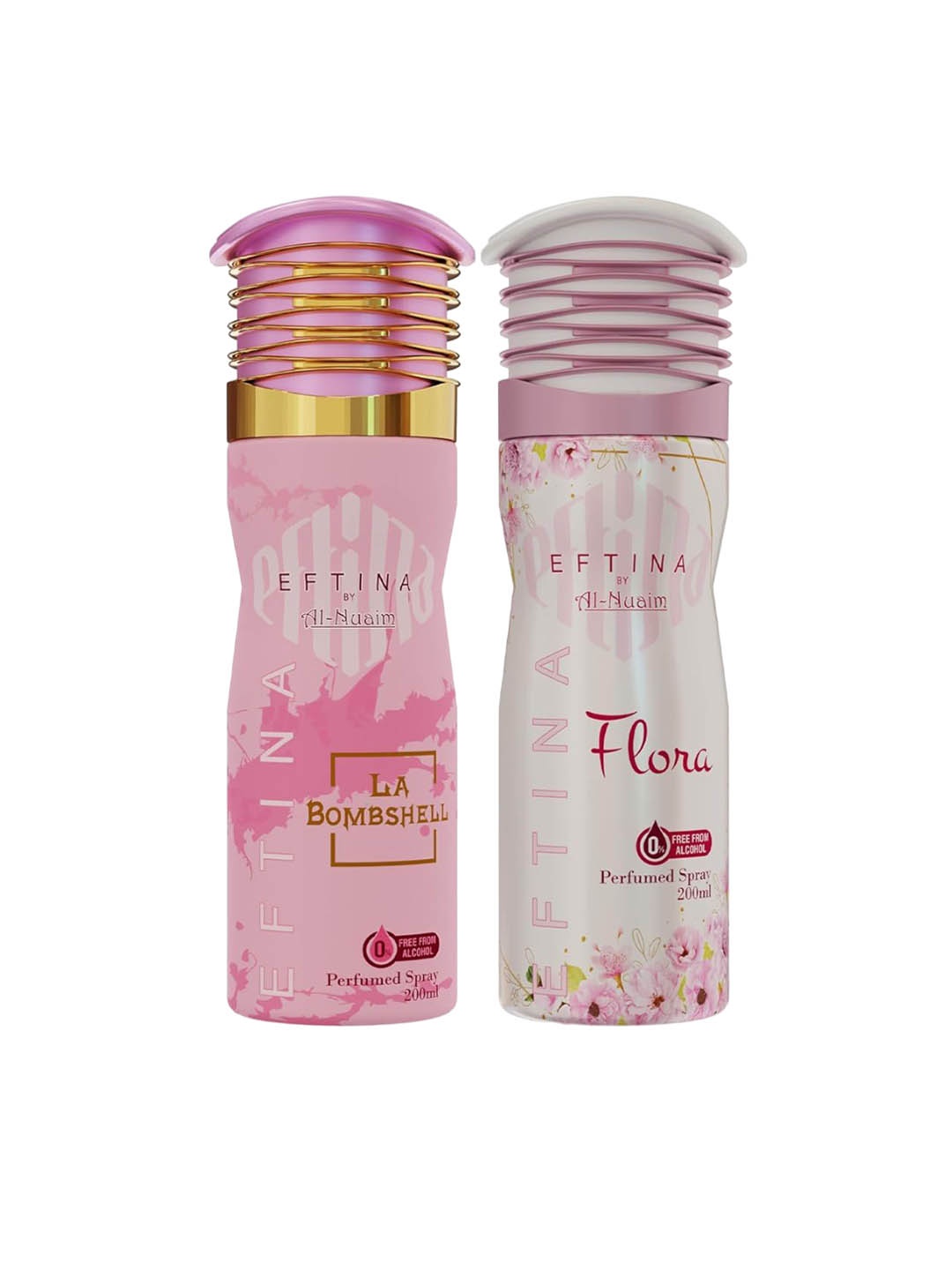 

Al-Nuaim Set of La Bomshell & Flora Alcohol-Free Long Lasting Deodorant - 200 ml each, White