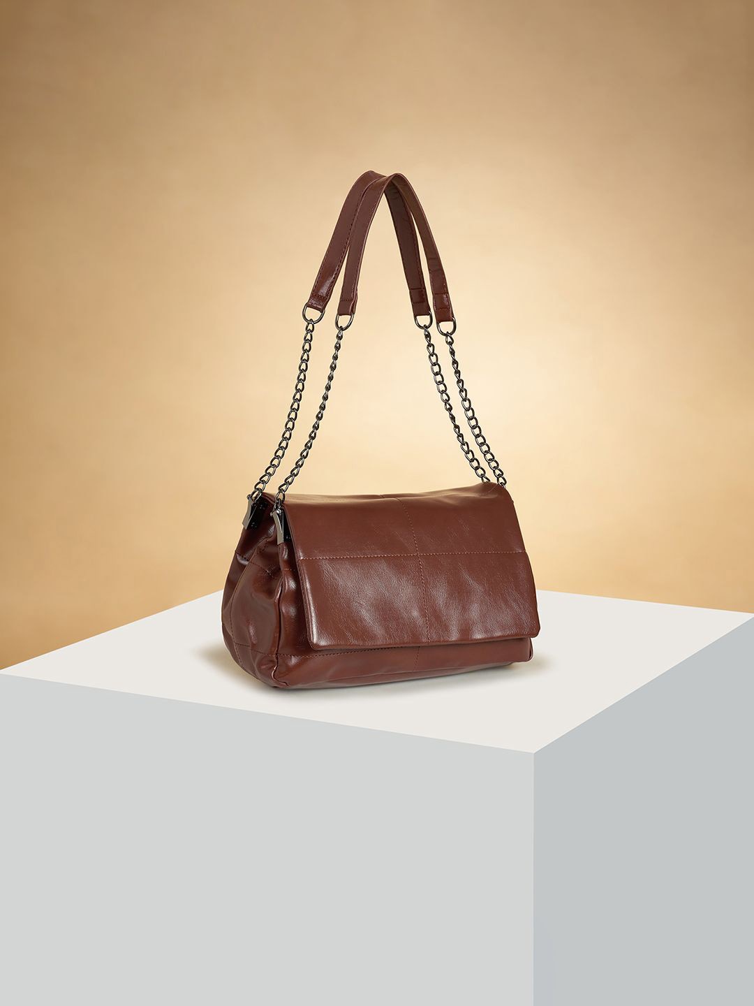 

Forever Glam by Pantaloons Women Solid Structured Shoulder Bag, Brown