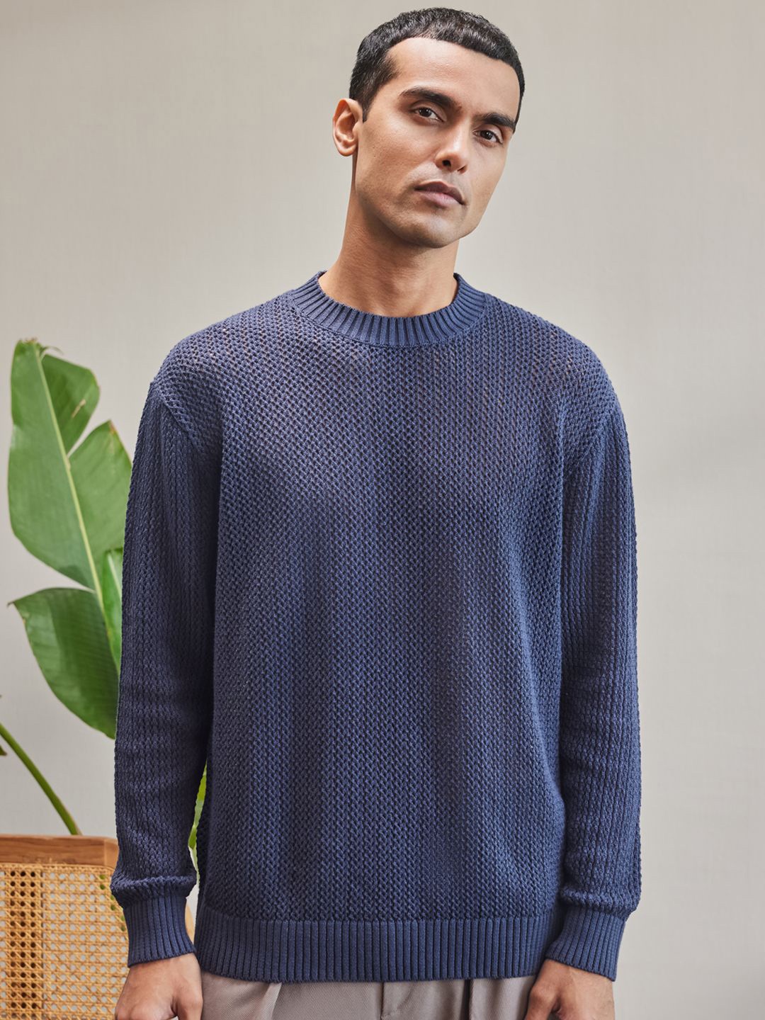 

Mr Bowerbird Men Ribbed Pullover, Navy blue